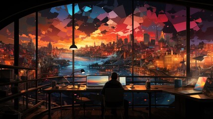 Developers immersed in a dynamic office environment. 