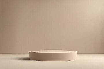 Clean minimalist beige backdrop background with pedestal for product presentation