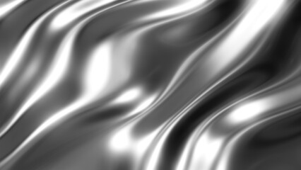 Liquid chrome waves background, shiny and lustrous metal pattern texture 3D  illustration.