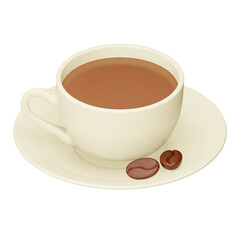 Hot coffee 3d rendering isometric icon.