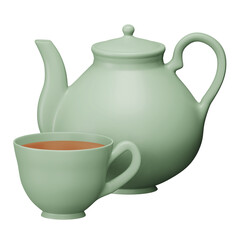 Hot tea 3d rendering isometric icon.