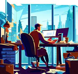 meeting at the office illustration