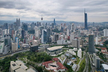 Obraz premium Aerial view of Kuala Lumpur on cloudy day. Malaysia.