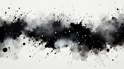 Deurstickers Abstract Black and White Gradient Grunge Splatter Art Painting Texture with Oil Brushstrokes on Canvas © Image Lounge