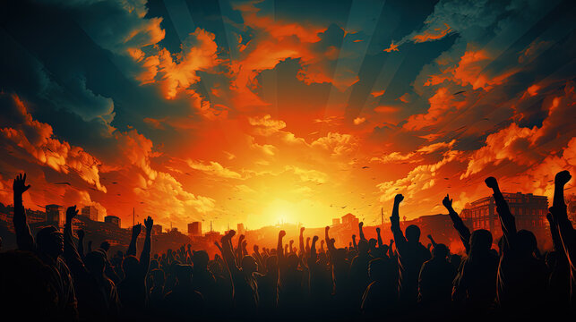 Minimal Artwark Painting of Fists Raised For Equality Freedom Day Celebration