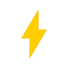 Lightning, electric power and yellow battery charger on white background.