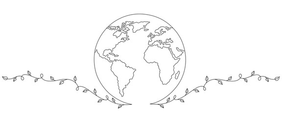 Globe line art style. Earth line art
