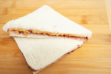 peanut butter and jelly sandwich on toasted bread, a classic American comfort food