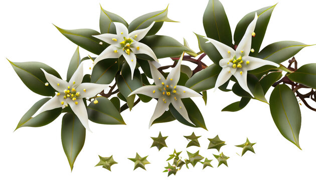 Hoya, Wax plant, Hoya carnosa, Trailing vine with waxy, star-shaped flowers,  3d render, transparent background, png cutout