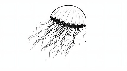 A black and white drawing of a jellyfish