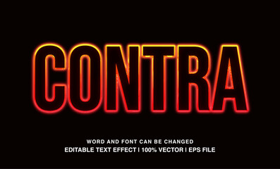 Contra editable text effect template, neon light futuristic typeface, premium vector