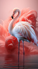 Fototapeta premium Beautiful Pink Flamingo Bird Standing Alone