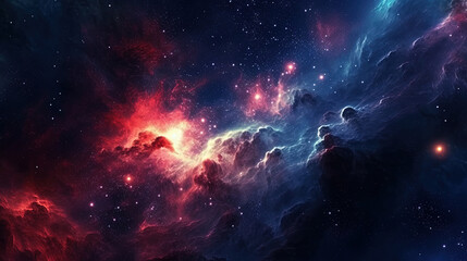 Fototapeta premium Dark Night Sky with Stars and Nebulous Clouds