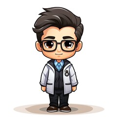 Cute Cartoon Scientist isolated on a white background