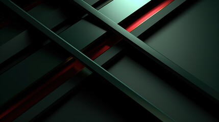Obraz premium Few Lines of Distinct Layers Minimalist Style Green and Red Metallic Background
