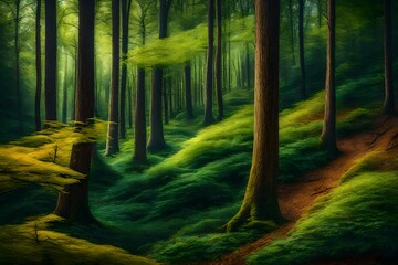 forest in the morning generated by AI technology