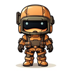 Cute Cartoon Soldier isolated on a white background