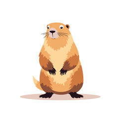 Illustration of a cute groundhog in a flat style. Animal character isolated on a white background.