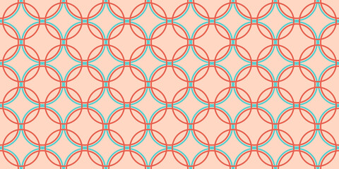 Seamless overlapping blue coral circle pattern illustration