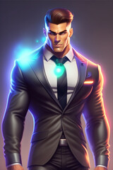 Fototapeta premium man in a shirt and suit with angry mood 
