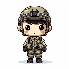 Cute Cartoon Soldier isolated on a white background
