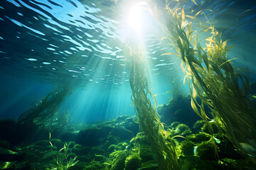 underwater scene with sun rays