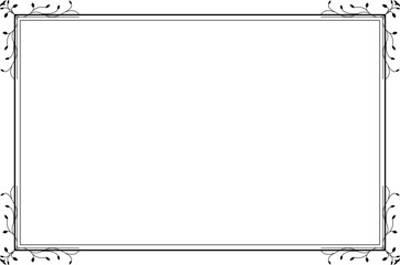 Frame of border of corner element template. Design rectangle with swirl black on white background....