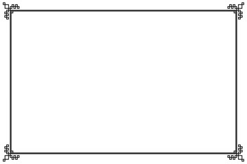 Frame of border of corner element template. Design rectangle with square black on white background. Design print print for illustration, certificate, card, background. Set 33