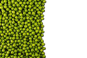 Fresh green peas on a transparent background. View from above. PNG.