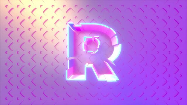 Letter R is Getting Assembled of Multiple Colored Pieces in High Dynamic High Key Abstract Scene. 3D 4K render for Learning Alphabet