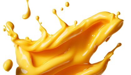 Cheese sauce splashing in the air Isolated on white background 