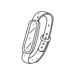 Smart watch. Hand drawn doodle style. Vector illustration isolated on white. Coloring page.