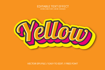 Yellow 3d fully editable eps text effect template
