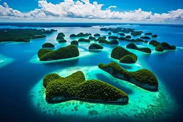 Foto op Canvas Aerial View of Palau's 70 Islands: The Pristine Beaches, Blue Waters, and Tropical Islands of this Stunning Nature Getaway © AIGen
