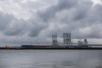 Fototapeta premium LNG TERMINAL - Tanker at the unloading quay