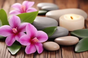 Obraz na płótnie Canvas spa stones and orchid