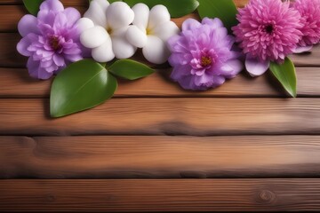 flowers on wooden table