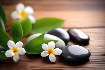 Obraz na płótnie Canvas spa stones with frangipani flower