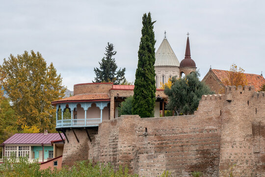View of Queen Darejan Palace on cloudy autumn day. Tbilisi, Georgia.