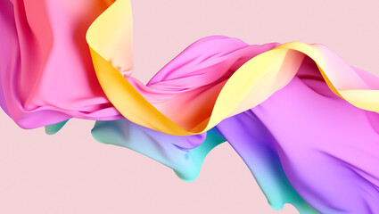 Colourful cloth shape in motion. 3d rendering.