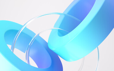 Minimal background with glass and plastic shapes. 3d rendering illustration.