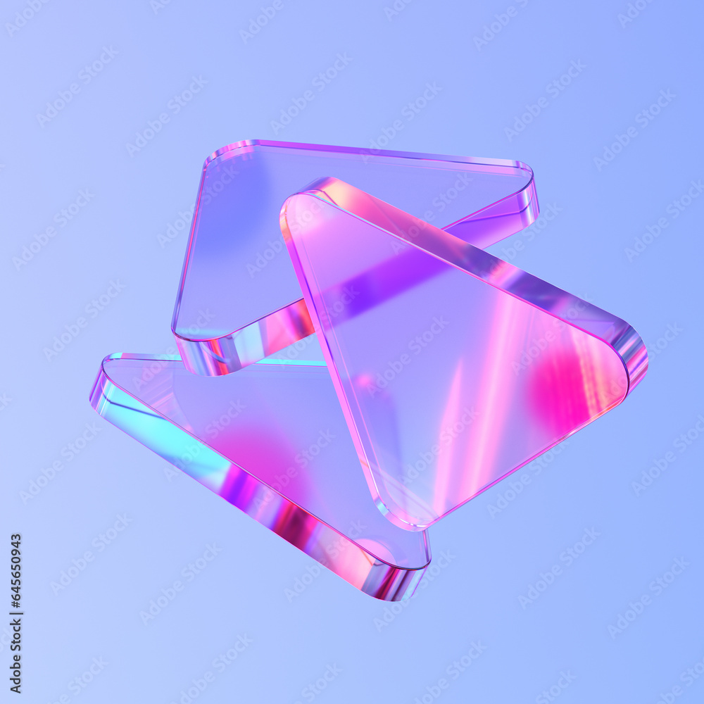 Fototapete glass shapes with colorful reflections composition. 3d rendering illustration.