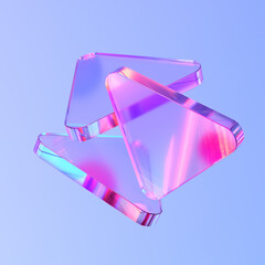 Glass shapes with colorful reflections composition. 3d rendering illustration. 