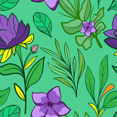 floral seamless pattern. Abstract background with simple floral, leaves, branches. Liberty style wallpapers. Elegant ditsy texture. Repeat natural design for decor, fabric, prints