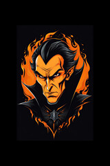 Obraz premium Scary Dracula, Halloween resource in black and orange