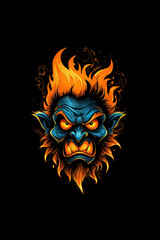 Obraz premium Scary monster, Halloween resource in black and orange