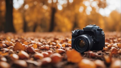 camera in autumn park