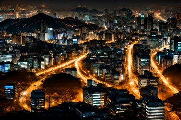 Fototapeta na wymiar city at night generated by AI technology