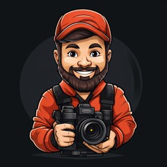Cute Cartoon Cameraman isolated on a dark background