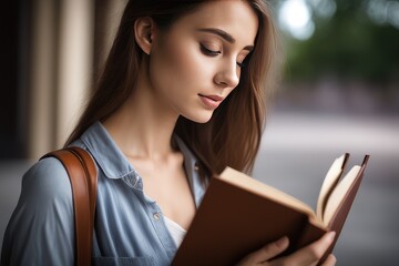 Fototapeta premium young woman reading a book